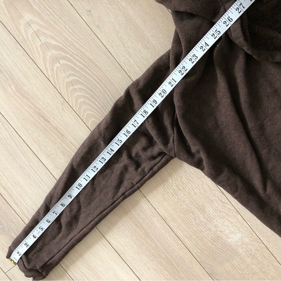 Aritzia Wilfred Free Rousseau Zip Hooded Sweatshirt Snaps in Brown Size L - Picture 9 of 11